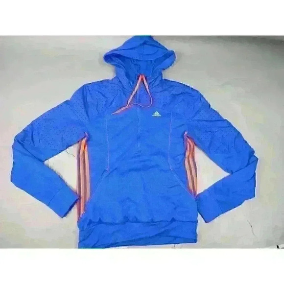 Adidas Running Response Women's Small Blue Orange Hoodie Track Jacket - Picture 9 of 9